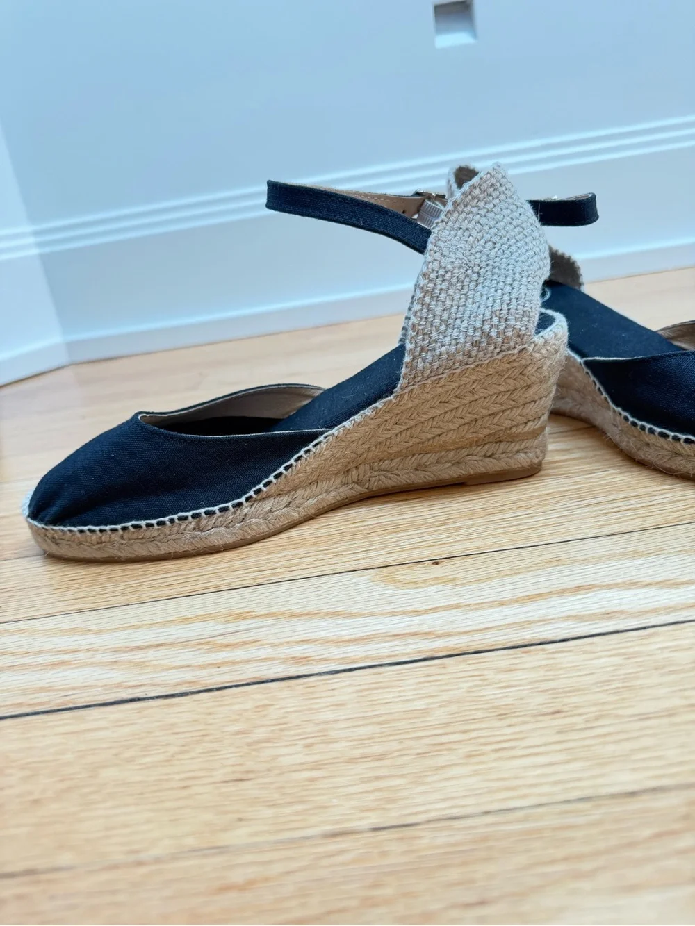 😍 NWOT Toni Pons Caldes Black Linen Espadrille Wedges EU 40/  9-9.5